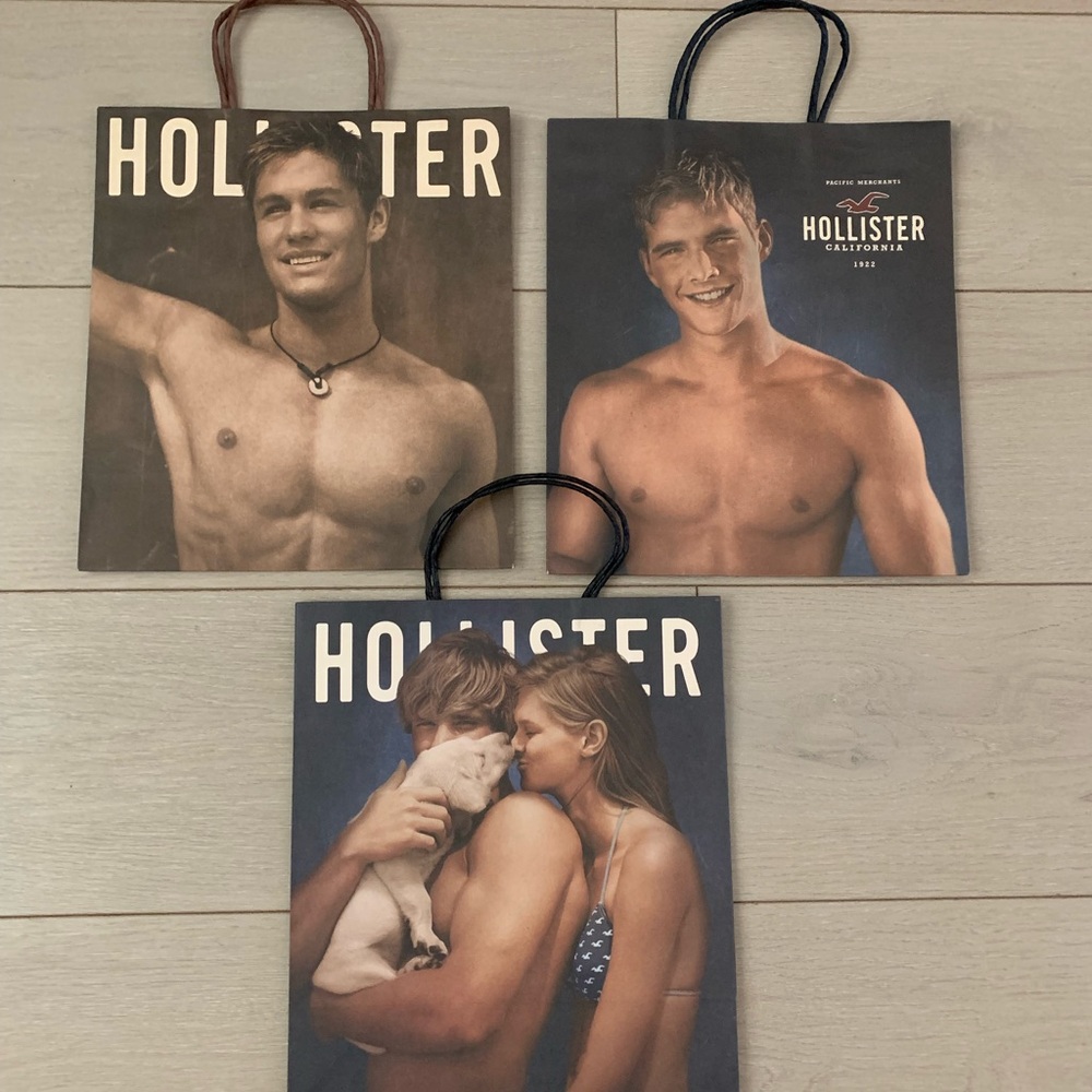 Hollister Brown and Black Shopping Bags 3